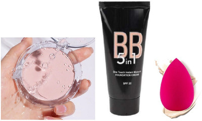 FELICECHIARA Pure Skin Perfect Look Mattifying Compact, Makeup face foundation and makeup blender(3 Items in the set)