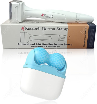 Kostech 140 Adjustable Titanium Needle Derma Stamp from 0mm– 3mm with Silicon ice roller(1 Items in the set)