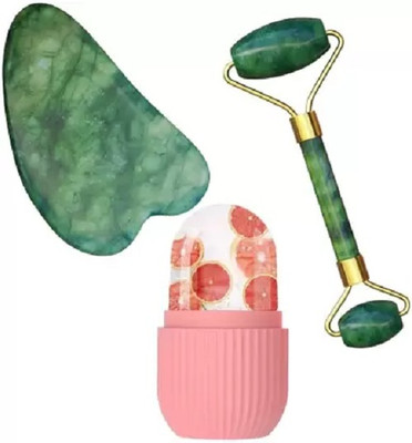 Sah&Shi Natural Roller Combo Pack Jade Roller Massager with Gua Sha Stone & Ice Roller(2 Items in the set)