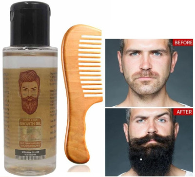 GABBU Beard Oil with Wooden Comb | Thicker & Fuller Beard, Improves Beard Volume(2 Items in the set)