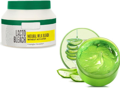 Latixmat New Aloe Vera Moisturizing Massage Gel & Lacto Bleach Tan Removal COMBO(2 Items in the set)