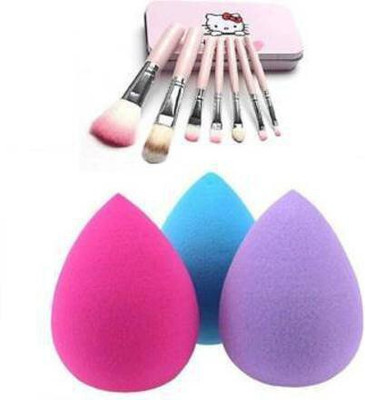 ClubComfort Helo kitty Make-up Brush with beauty blender sponge puff 3(Pack of 4)(2 Items in the set)