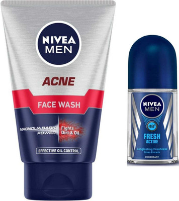 NIVEA Acne 100ml Fw and Fresh Active 50ml Roll On set of 2(2 Items in the set)