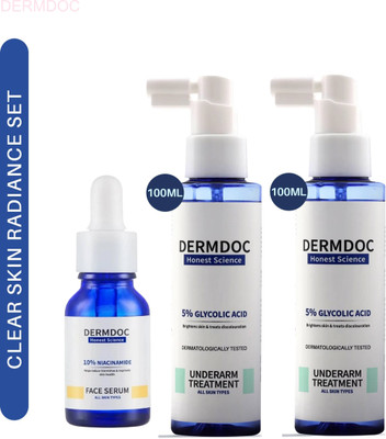 DermDoc Glow Skin Kit: 2 Glycolic Sprays + Niacinamide Face Serum(3 Items in the set)
