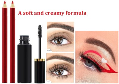 Libline DEEP RED PENCIL LINER & Smudge Proof Long Lasting Natural Mascara(3 Items in the set)