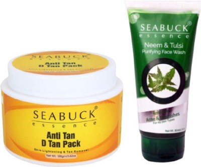 Seabuck Essence Neem & Tulsi Purifying For Daily Use Face Wash and Anti Tan and D Tan Face Pack(2 Items in the set)