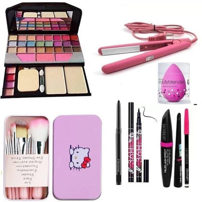wotsriab MAKEUP KIT WITH MINI HAIR STRAIGHTENER AND ALL TYPE FACE MAKEUP COMBO(7 Items in the set)