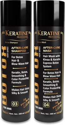 KERATINE PROFESSIONAL BOTOX AFTER-CARE SHAMPOO and MASK | Infused with 9 essential proteins like Argon Oil, Keratin, Botox and Color Protecting(2 Items in the set)