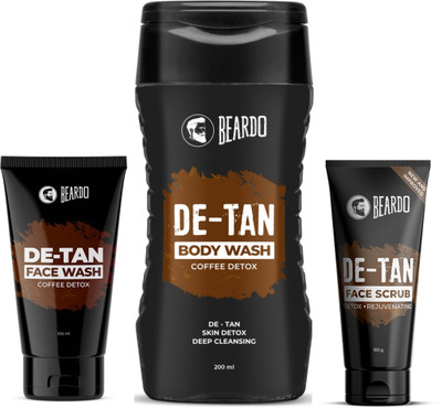 BEARDO De-Tan Kit For Men | Face Wash, Face Scrub & Body Wash | Coffee & Aloe Extracts(3 Items in the set)