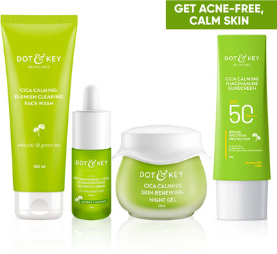 Dot & Key Cica Calming Skincare Combo For Oily, Acne Prone & Sensitive Skin(4 Items in the set)