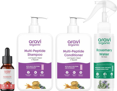 Aravi Organic Pure Batana Hair Oil & Multi-peptides Shampoo & Conditioner & Rosemary Water Spray Combo For Hair Care(4 Items in the set)