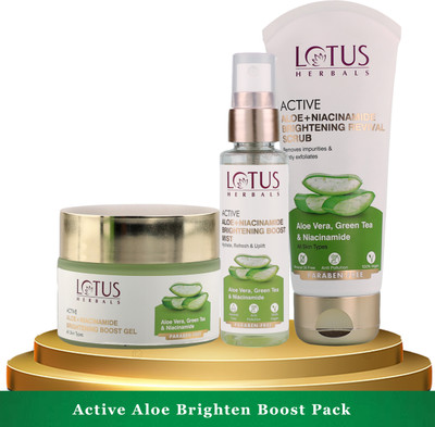LOTUS HERBALS Active Aloe + Niacinamide Brighten Pack(3 Items in the set)
