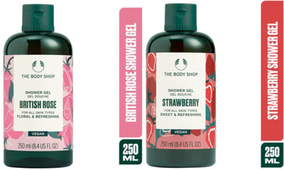 Body Shop British Rose and Strawberry Shower Gel Combo(2 Items in the set)