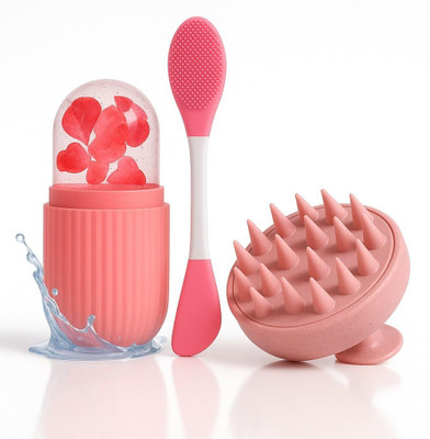 Kwaanie 3-in-1 Silicone Face Brush, Scalp Massager & Capsule Foam roller Set (multicolor)(3 Items in the set)