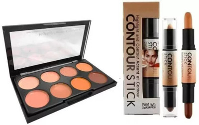 Pro Tya 8 shades Highlighter and Contour Concealer Palette& 3D BALM CONTOUR CONCEALER HIGHLIGHTER STICK(2 Items in the set)