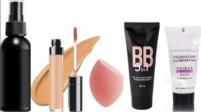 GABBU FOUNDATION,MAKEUP BASE PRIMER ,CONCEALER MAKEUP SETTING FIXER & MAKEUP BLENDER(5 Items in the set)