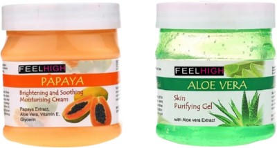 feelhigh Face & Body Papaya Cream 500ml And Aloe Vera Gel 500ml -Skin care Products(2 Items in the set)