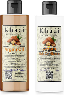 khadi natural herbal 200ml and Argan Hair Conditioner 200 ml Combo(2 Items in the set)