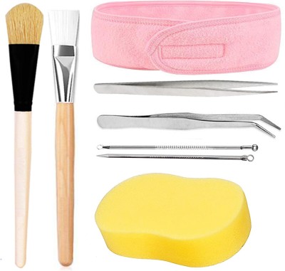 MGP FASHION Personal Care Tools Facial Treatment Face Pack Bleach Brush Sponge Washable Makeup Headband Face tools Parlour Salon(8 Items in the set)