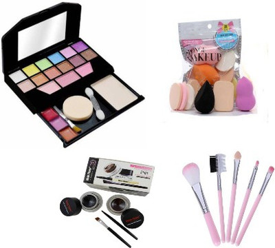 TUMR 5024 MULTICOLOR MAKEUP KIT + 6IN1 PUFF SET + BLACK AND BROWN GEL EYELINER + 5PC. MAKEUP BRUSH SET(4 Items in the set) TUMR 5024 MULTICOLOR MAKEUP KIT + 6IN1 PUFF SET + BLACK AND BROWN GEL EYELINER + 5PC. MAKEUP BRUSH SET(4 Items in the set)