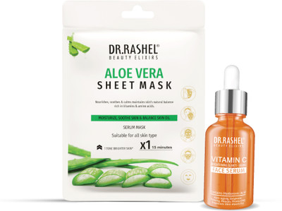 DR.RASHEL Glow and Refresh combo (Vitamin C Serum & Aloe Vera Sheet Mask)(1 Items in the set)