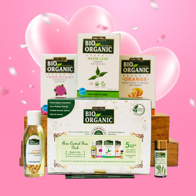 Indus Valley Bio Organic Acne Control Face Pack DIY Kit for Valentine gift (5 Items in the set)(4 Items in the set)