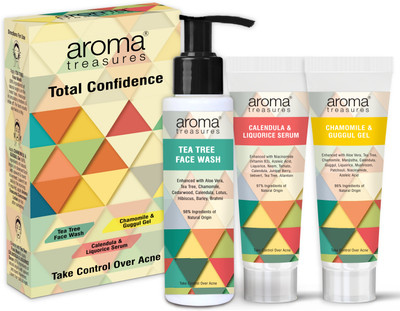 AROMA TREASURES Total Confidence Anti Acne kit | Face wash + gel + Face Serum(3 Items in the set)