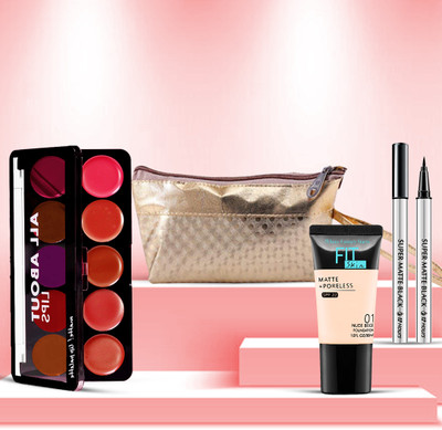 adbeni Flawless Fusion Combo, Foundation, Lip Palette & Eyeliner with Makeup Pouch(4 Items in the set)