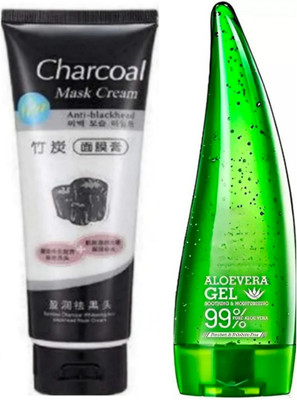 ghorela 1 Aloe Vera Gel Face Wash +1 Charcoal Face Mask Pack of 2(1 Items in the set)