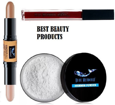 BLUEMERMAID ORIGINAL BEST COMBO KIT SILVER HIGHLIGHTER 2 IN 1 CONTOUR STICK & LIQUID MATTE LIPSTICK(3 Items in the set)