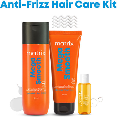 MATRIX Mega Smoth Shampoo & Conditioner for Frizzy Hair - 200 ml + 100ml+ 30 ml(3 Items in the set)