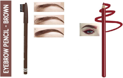GFSU - GO FOR SOMETHING UNIQUE BROWN EYEBROW PENCIL WITH RED EYE LINER(2 Items in the set)