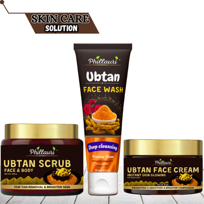 Phillauri Ubtan Kit -For Glow And Brightening Combo pack of Ubtan Scrub | Face Wash | Face Cream(3 Items in the set)