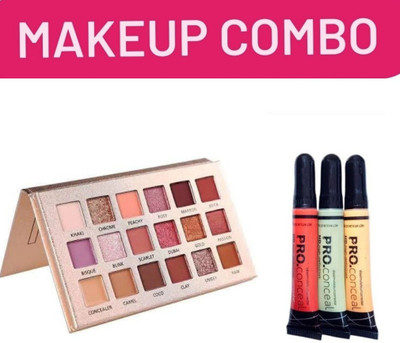 brown blush 18COLOR PIGMENTED EYESHADOW WITH 3PCS CONCEALER(4 Items in the set)