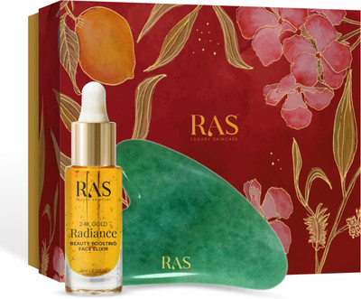 RAS Luxury Oils Jade Gua Sha Stone + 24K Gold Elixir 3ml(2 Items in the set)