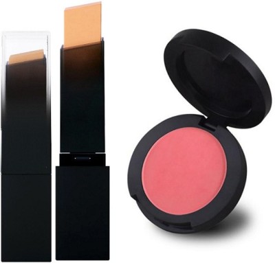 KAIASHA FOUNDATION STICK WATERPROOF LONG LASTING MAKE UP,PINK BLUSHER FOR FACE MAKE UP(2 Items in the set)