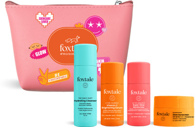 Foxtale On the Glow Travel Kit | Cleanse, Brighten, Hydrate & Protect(5 Items in the set)