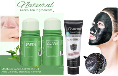 tanvi27 Pro Green Tea Purifying Clay Stick Mask & Activated Charcoal Peel Off Mask(3 Items in the set)