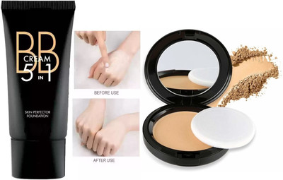 DARVING Compact Powder Pressed Powder Oil-Control with BB Blemish Balm Cream(2 Items in the set)