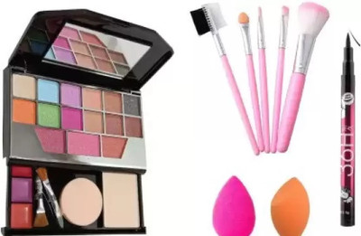 SUBHMUN Makeup Kit Mini + 5 Pcs. Makeup Brushes + Makeup Sponges Set Of 2 + Eye Liner Black(4 Items in the set) SUBHMUN Makeup Kit Mini + 5 Pcs. Makeup Brushes + Makeup Sponges Set Of 2 + Eye Liner Black(4 Items in the set)