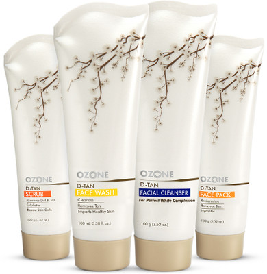 OZONE Combo | Instant Tan Removal For All Skin Types | Face Cleanser,(4 Items in the set)