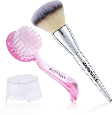 MAJESTIQUE Foundation Powder Brush & Facial Cleansing Brush, Application for Liquid(2 Items in the set)