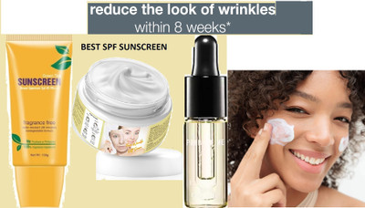 HUZURLU Sunscreen Dewy & Lightweight SPF ANTI AGING CREAM SUN CREAM SERUM FOR ALL SKIN TYPE(3 Items in the set)