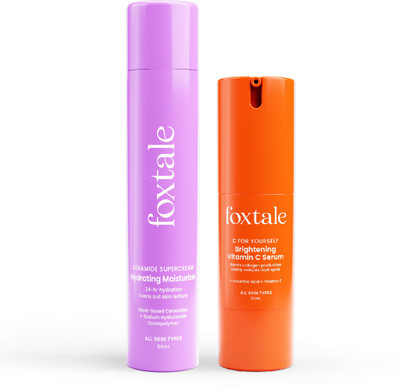 Foxtale HydraGlow Duo | Ceramide Supercream Moisturizer| Vitamin C Serum(2 Items in the set)