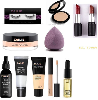 Zailie 3in1bse-elsh-serum-2balm-lspwdr-compct-puf-cnclr(11 Items in the set)