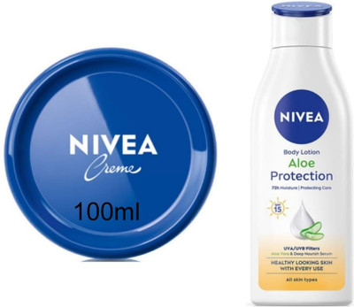 NIVEA Aloe Protection Lotion 200ml & Cream 100ml (Pack of 2)(300 ml)