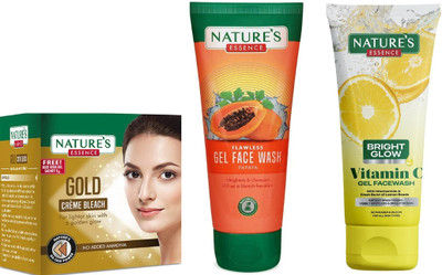 Nature's Gold Cream Bleach (21g)Anti-Pigmentation Papaya Gel Face Wash (50ml)Bright Glow Vitamin C Face Wash (50ml)(3 Items in the set)