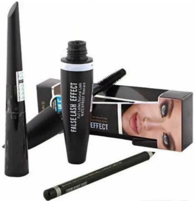 mkldsrh professional beauty 3 in 1 eyeliner mascara kajal combo waterproof long lasting smudge proof combo set 3 in 1(3 Items in the set)