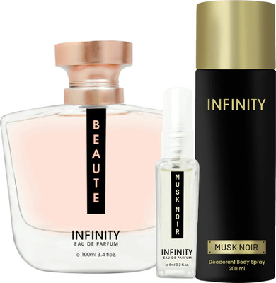 INFINITY Beaute EDP Perfume 100ml,Musk Noir Deodorant 200ml,Musk Noir Pocket Perfume 8ml(3 Items in the set)
