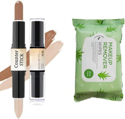 MISTY ALLE ONE 2 IN1 CONTOUR STICK WITH 1 pack of wipes (25 pcs)(2 Items in the set)